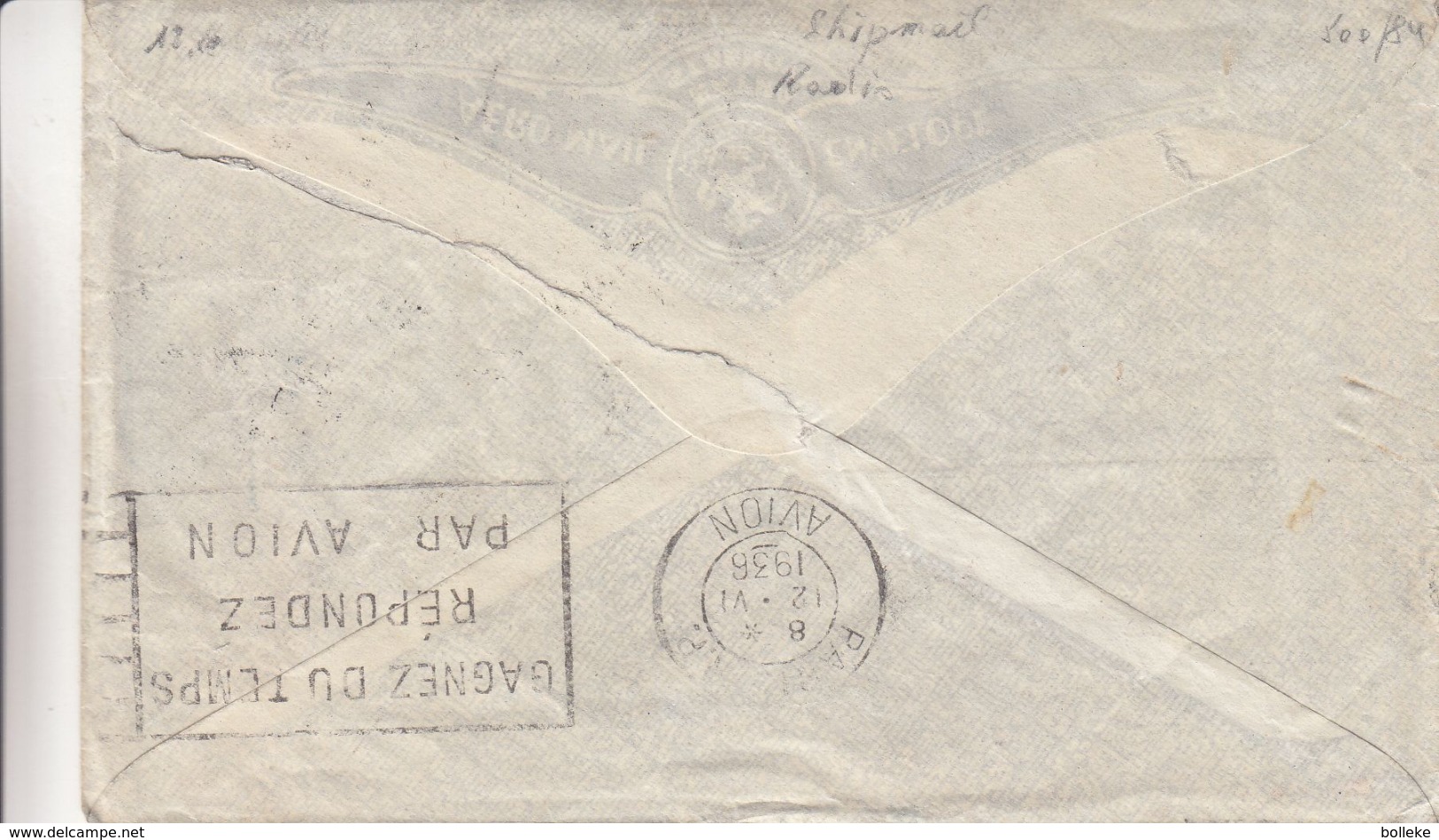 Australie - Lettre De 1936 - Oblit Shipmail Room Melbourne - Exp Vers Bruxelles - Cachet De Paris - Covers & Documents