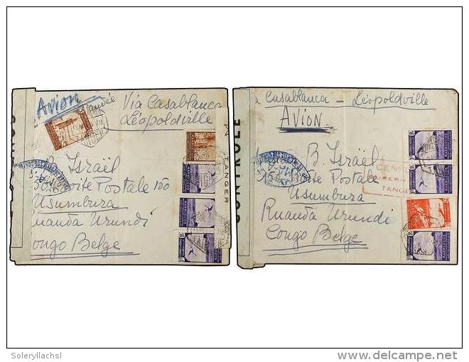 MARRUECOS. 1945. TANGER A USUMBURA (Ruanda Urundi). Dos Cartas Circuladas Por Correo A&eacute;reo V&iacute;a... - Autres & Non Classés