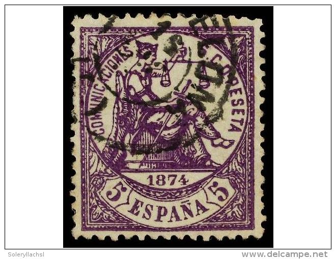 &deg; ESPA&Ntilde;A. Ed.144. 5 Cts. Violeta, Mat. Fechador De Barcelona. Color Excepcional. LUJO. - Altri & Non Classificati