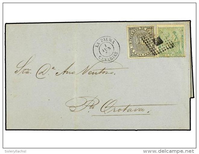 ESPA&Ntilde;A. Ed.133,141. 1874. LA PALMA A OROTAVA. 10 Cts. Verde Y 5 Cts. Negro De I.G. Mat.... - Autres & Non Classés