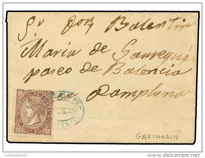 ESPA&Ntilde;A. Ed.98. 1869. Envuelta Circulada A PAMPLONA. 50 Mils. Violeta Negro. Mat. CARTERIA... - Other & Unclassified