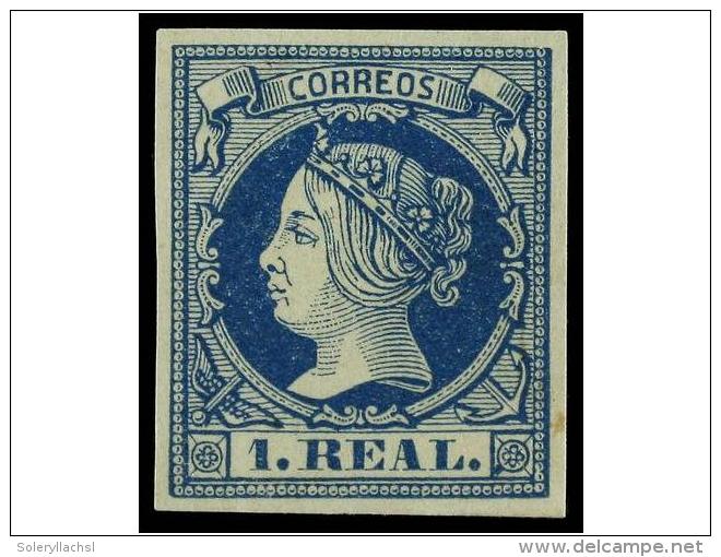 * ESPA&Ntilde;A. Ed.55. 1 Real Azul. PIEZA DE LUJO. Cert. COMEX. Cat. 385&euro;. - Other & Unclassified