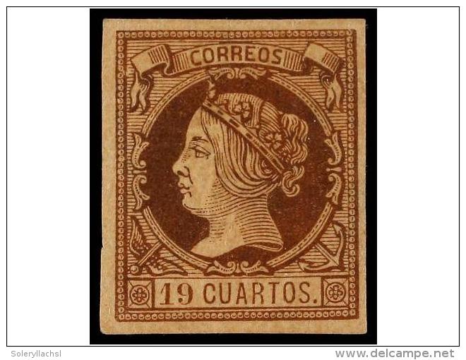 * ESPA&Ntilde;A. Ed.54. 19 Cuartos Casta&ntilde;o S. Anteado. Color Excepcional. PIEZA DE LUJO. Cert. CEM.... - Altri & Non Classificati