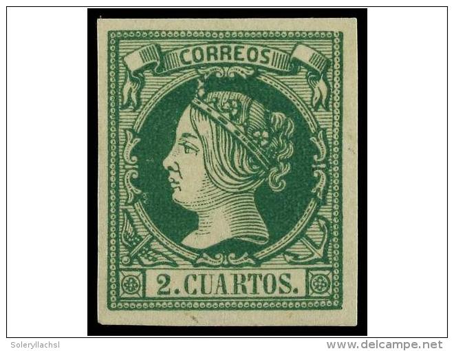 ** ESPA&Ntilde;A. Ed.51. 2 Cuartos Verde. Color Excepcional. PIEZA DE LUJO. Cert. COMEX. Cat. 475&euro;. - Other & Unclassified