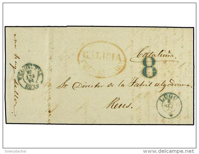 ESPA&Ntilde;A: PREFILATELIA. 1855. FUENSAGRADA A REUS. Manuscrito &acute;NO HAY SELLOS&acute; Y Marca... - Other & Unclassified