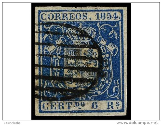 &deg; ESPA&Ntilde;A. Ed.27. 6 Reales Azul. PIEZA DE LUJO. Cert. GRAUS. Cat. 450&euro;. - Other & Unclassified