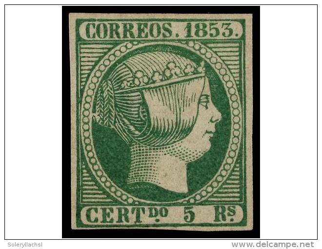 (*) ESPA&Ntilde;A. Ed.20. 5 Reales Verde. Color Excepcional. MAGN&Iacute;FICO EJEMPLAR. Cert. COMEX. Cat.... - Autres & Non Classés