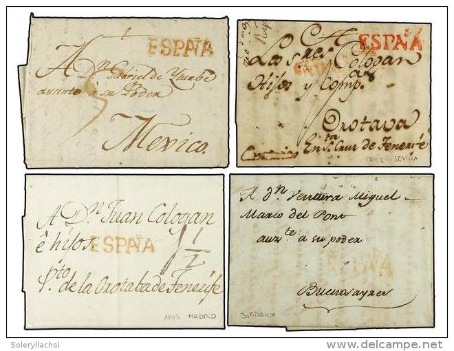 ESPA&Ntilde;A: PREFILATELIA. 1778-1822. INTERESANTE CONJUNTO Formado Por 8 Cartas Con Marcas ESPA&Ntilde;A... - Autres & Non Classés