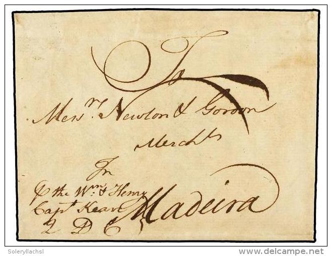 ESPA&Ntilde;A: PREFILATELIA. 1766 (24 Marzo). TENERIFE A MADEIRA. Circulada Privadamente. Manuscrito &acute;Por The... - Autres & Non Classés