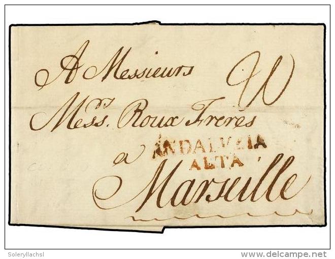 ESPA&Ntilde;A: PREFILATELIA. 1780. C&Oacute;RDOBA A MARSELLA. Marca ANDALUZIA/ALTA (n&ordm; 3). En Rojo. Muy... - Autres & Non Classés