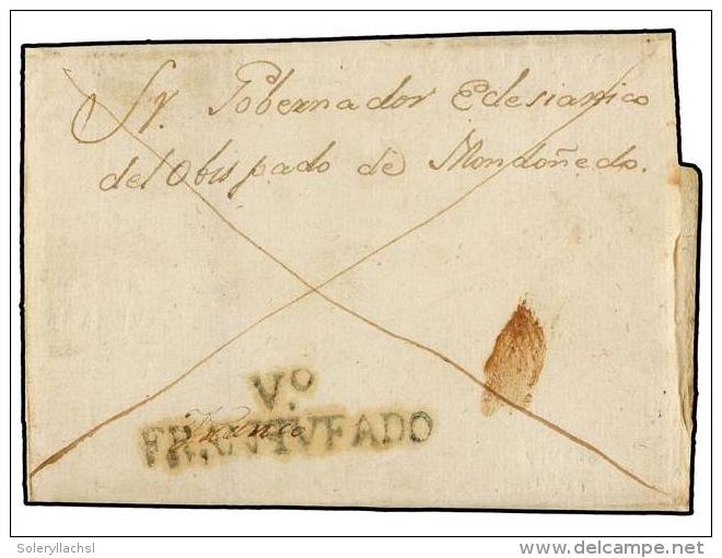 ESPA&Ntilde;A: PREFILATELIA. (1822 CA.). Envuelta Completa Sin Texto Dirigida A MONDO&Ntilde;EDO. Marca... - Other & Unclassified