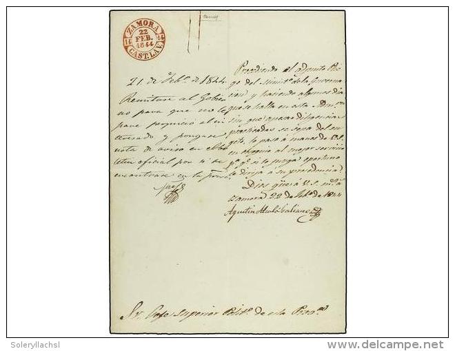 ESPA&Ntilde;A: PREFILATELIA. 1844. ZAMORA. Comunicaci&oacute;n De Correos Al Jefe Superior Pol&iacute;tico,... - Other & Unclassified