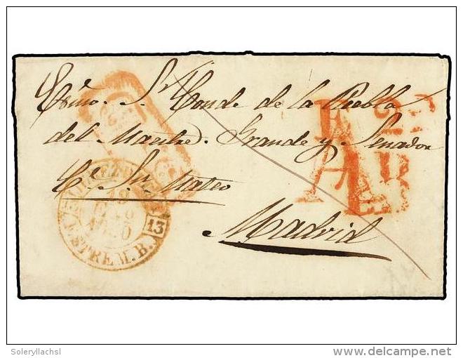 ESPA&Ntilde;A: PREFILATELIA. 1850. JEREZ A MADRID. Fechador JEREZ D. LOS. C./ESTREM. B. Y A. De... - Autres & Non Classés