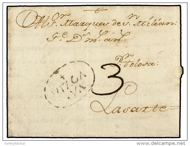 ESPA&Ntilde;A: PREFILATELIA. 1768. VITORIA A LASARTE. Marca VIZCA/YA (n&ordm; 7) En Tinta De Escribir.... - Otros & Sin Clasificación