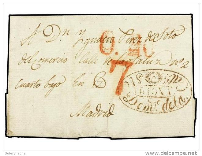 ESPA&Ntilde;A: PREFILATELIA. 1842. REDECILLA DEL CAMINO A MADRID. Marca Ovalada STO. DOMO. DE LA CALA/RIOXA... - Other & Unclassified