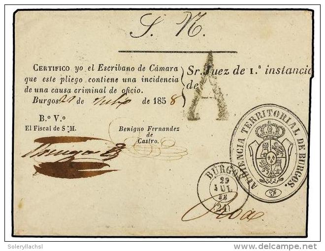 ESPA&Ntilde;A: PREFILATELIA. 1858. BURGOS A ROA. Marca A De Abono De BURGOS (n&ordm; 26). Fechador De... - Otros & Sin Clasificación