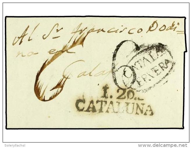 ESPA&Ntilde;A: PREFILATELIA. (1825 CA.). Carta Entera Sin Menci&oacute;n Del A&ntilde;o De IGUALADA A CALAF. Marcas... - Other & Unclassified