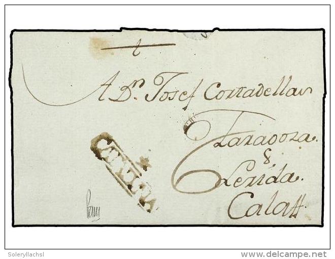 ESPA&Ntilde;A: PREFILATELIA. 1793. HORTA DE S. JUAN A CALAF. Marca +/CATALU&Ntilde;A (n&ordm; 1) En Tinta De... - Altri & Non Classificati