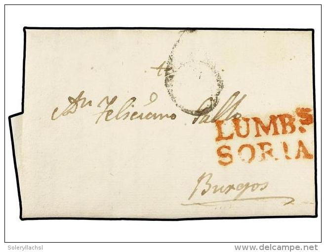 ESPA&Ntilde;A. 1819. LUMBRERAS A BURGOS. Marca LUMBS./SORIA (n&ordm; 1) En Rojo. MAGN&Iacute;FICA. - Otros & Sin Clasificación