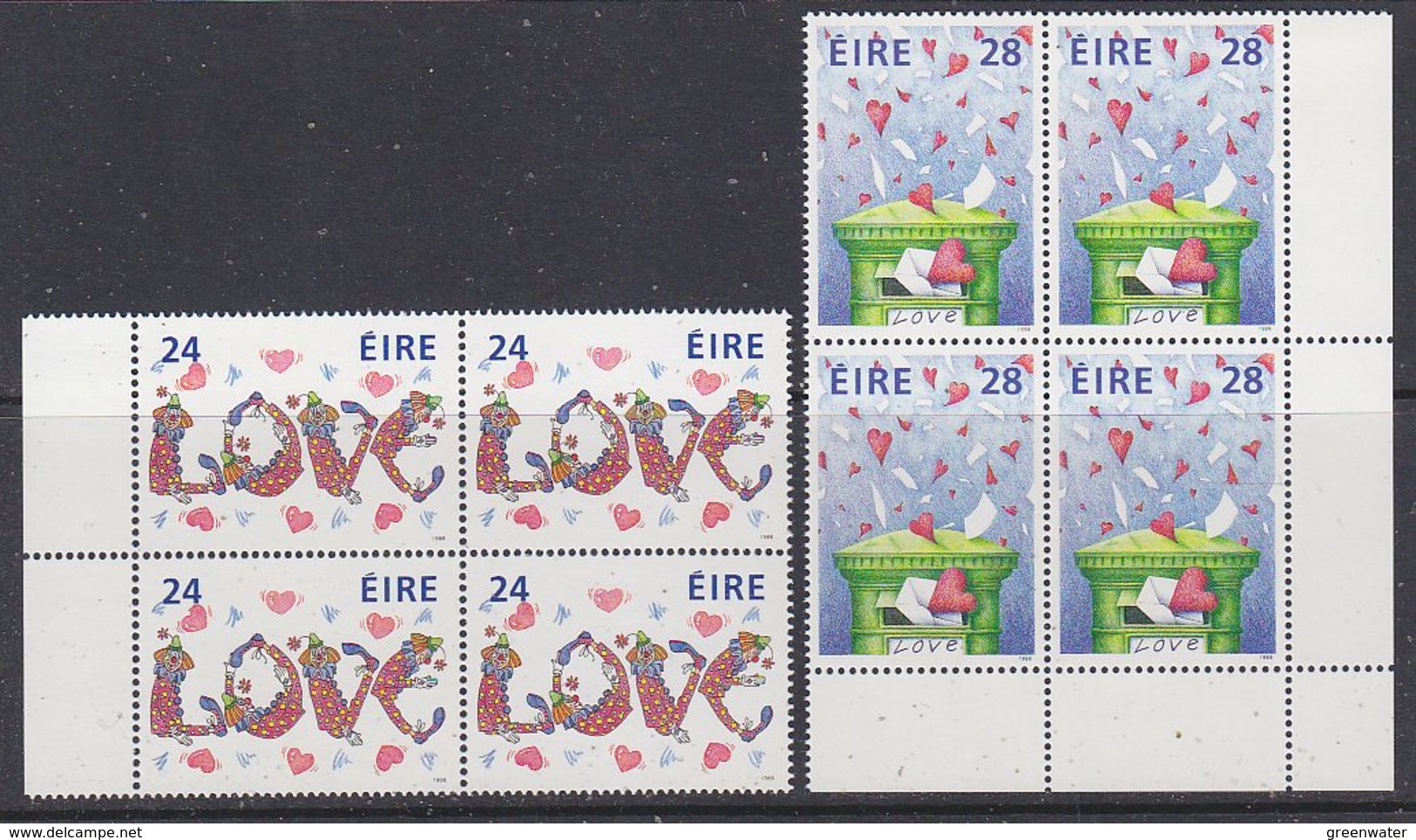 Ireland 1988 Love 2v Bl Of 4  ** Mnh (35268B) - Unused Stamps