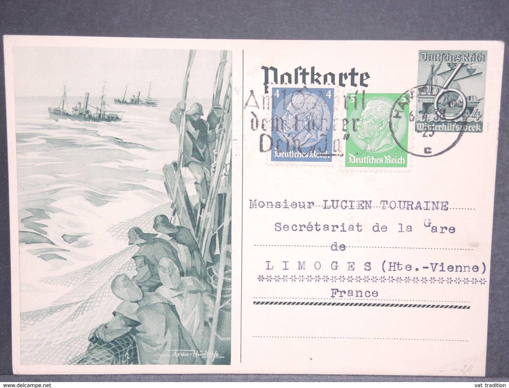 ALLEMAGNE - Entier Postal Illustré + Complément De Hambourg Pour La France En 1938  - L 6522 - Autres & Non Classés