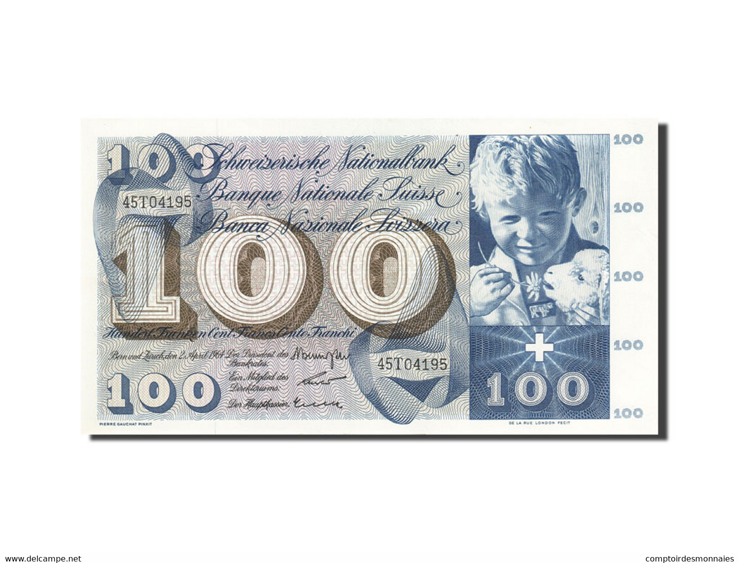 Billet, Suisse, 100 Franken, 1954-1961, 1964-04-02, KM:49f, SUP - Switzerland