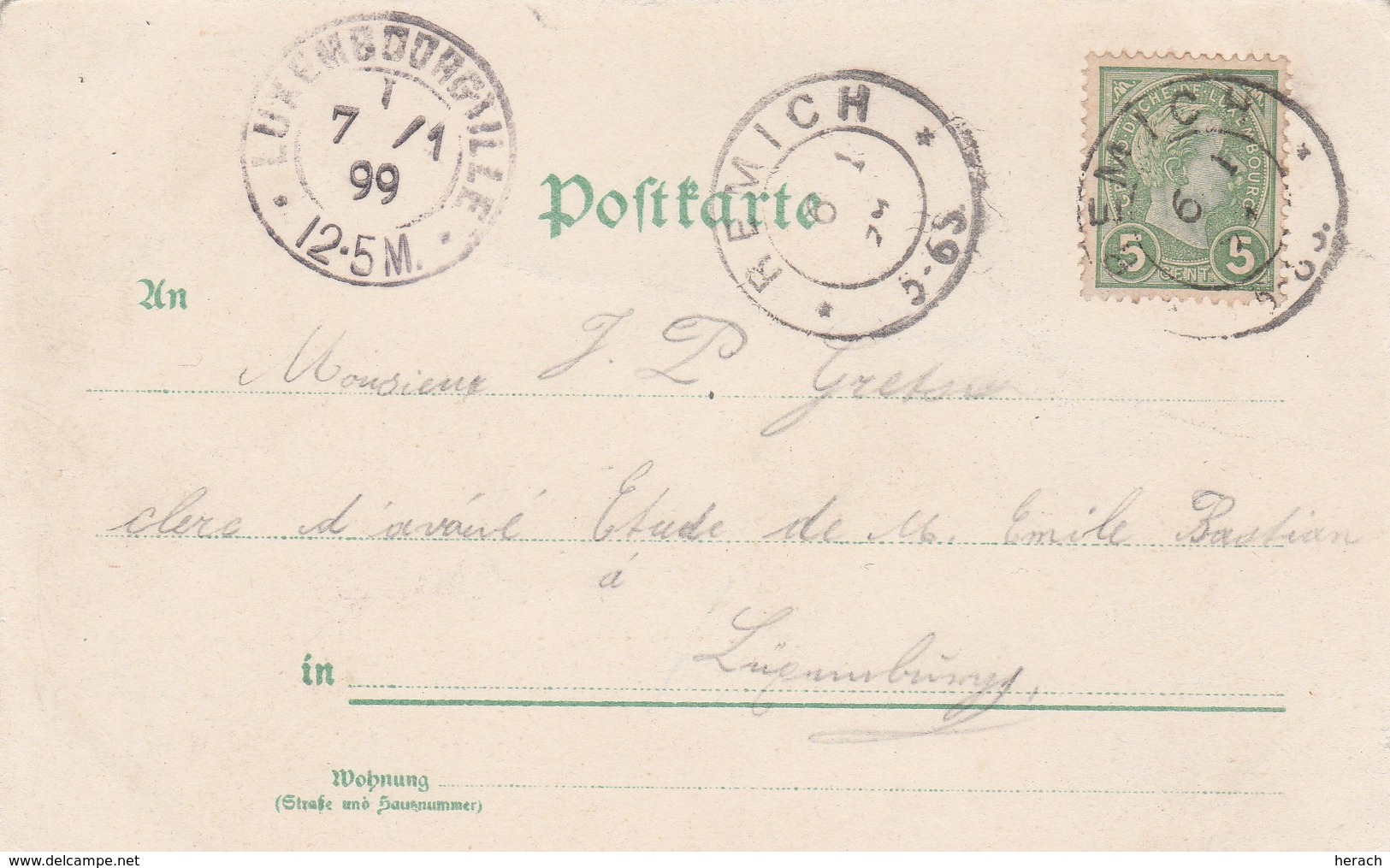 Luxembourg Remich Jolie Carte Postale 1899 - 1895 Adolphe Right-hand Side