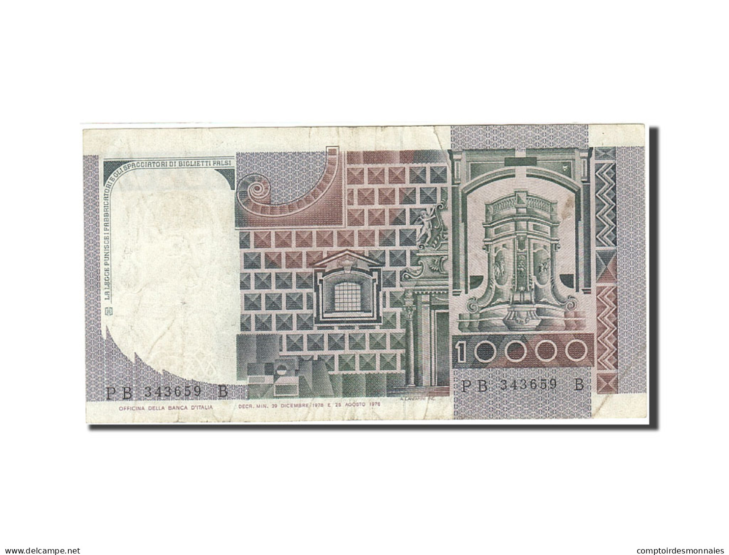 Billet, Italie, 10,000 Lire, 1976-1979, 1976-1978, KM:106a, TB+ - 10.000 Lire