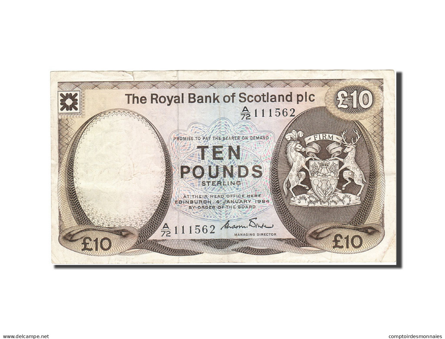 Billet, Scotland, 10 Pounds, 1982-1986, 1984-01-04, KM:343a, TTB - 10 Ponden