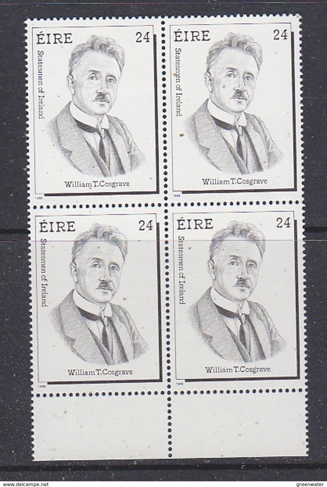 Ireland 1988 Thomas Cosgrave 1v Bl Of 4  ** Mnh  (35272C) - Unused Stamps