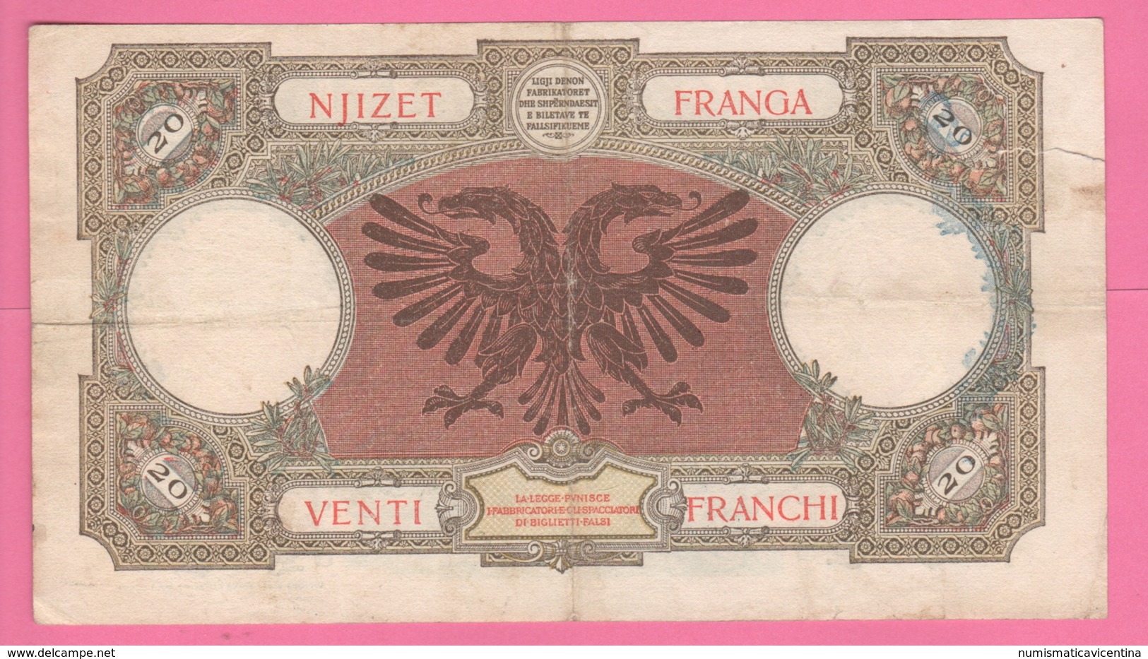 20 Franga 1939 Albania War Currency - Unclassified