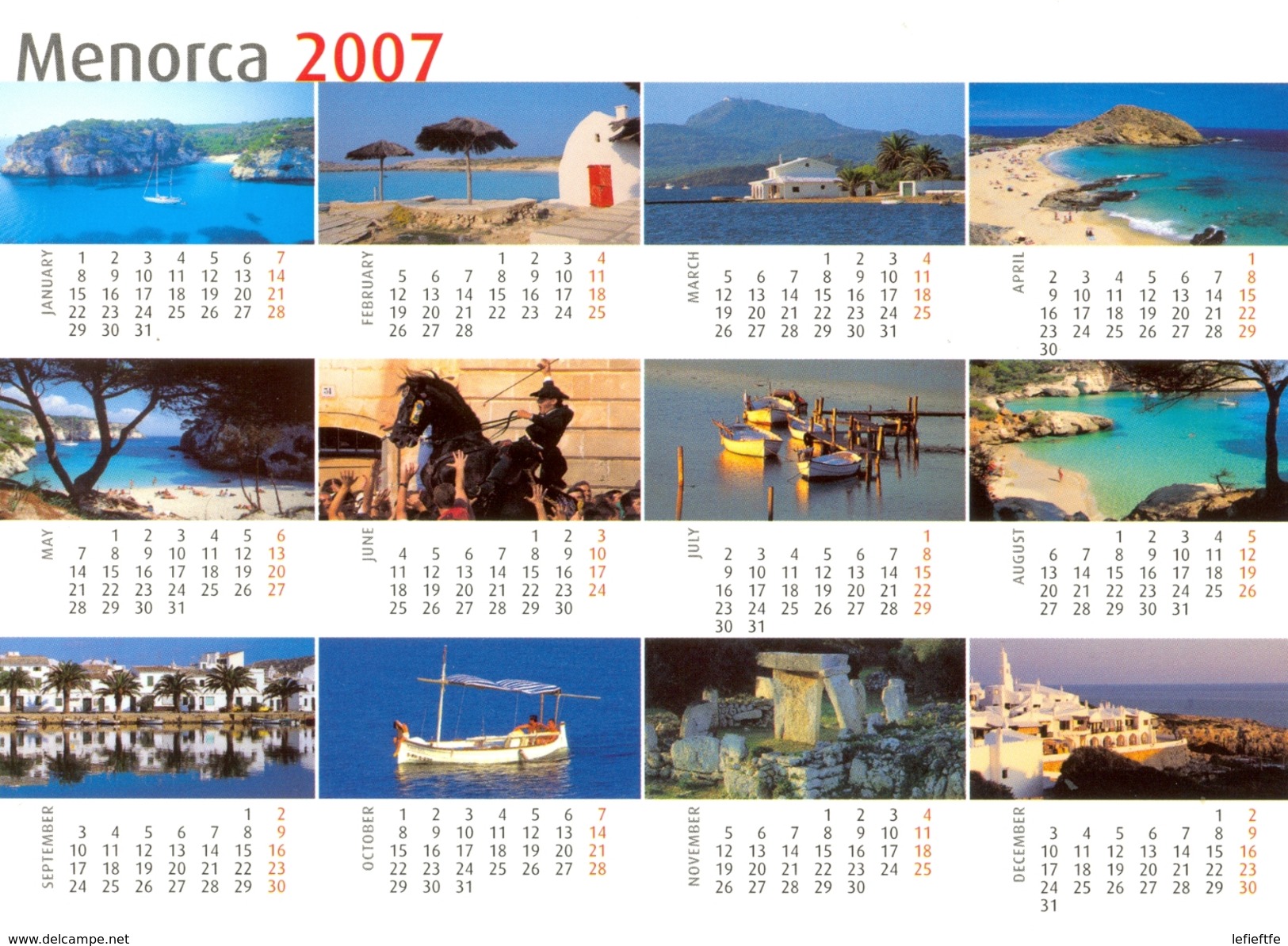 Espagne - 2007 - Menorca - Carte Postale Calendrier - Triangle Postals 306.2 - - Menorca