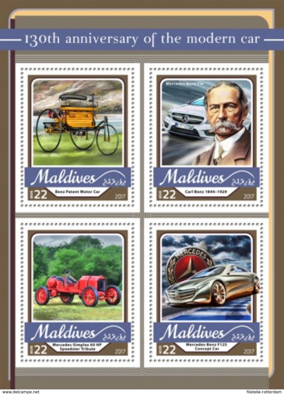 Maldiven / Maldives - Postfris / MNH - Sheet Auto's 2017 - Maldiven (1965-...)