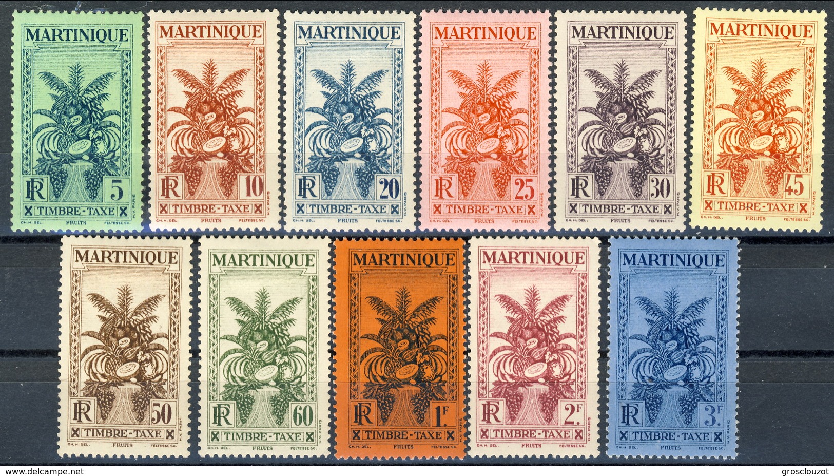 Martinique Tasse 1933 N. 12-22 MLH Cat. &euro; 20 - Timbres-taxe