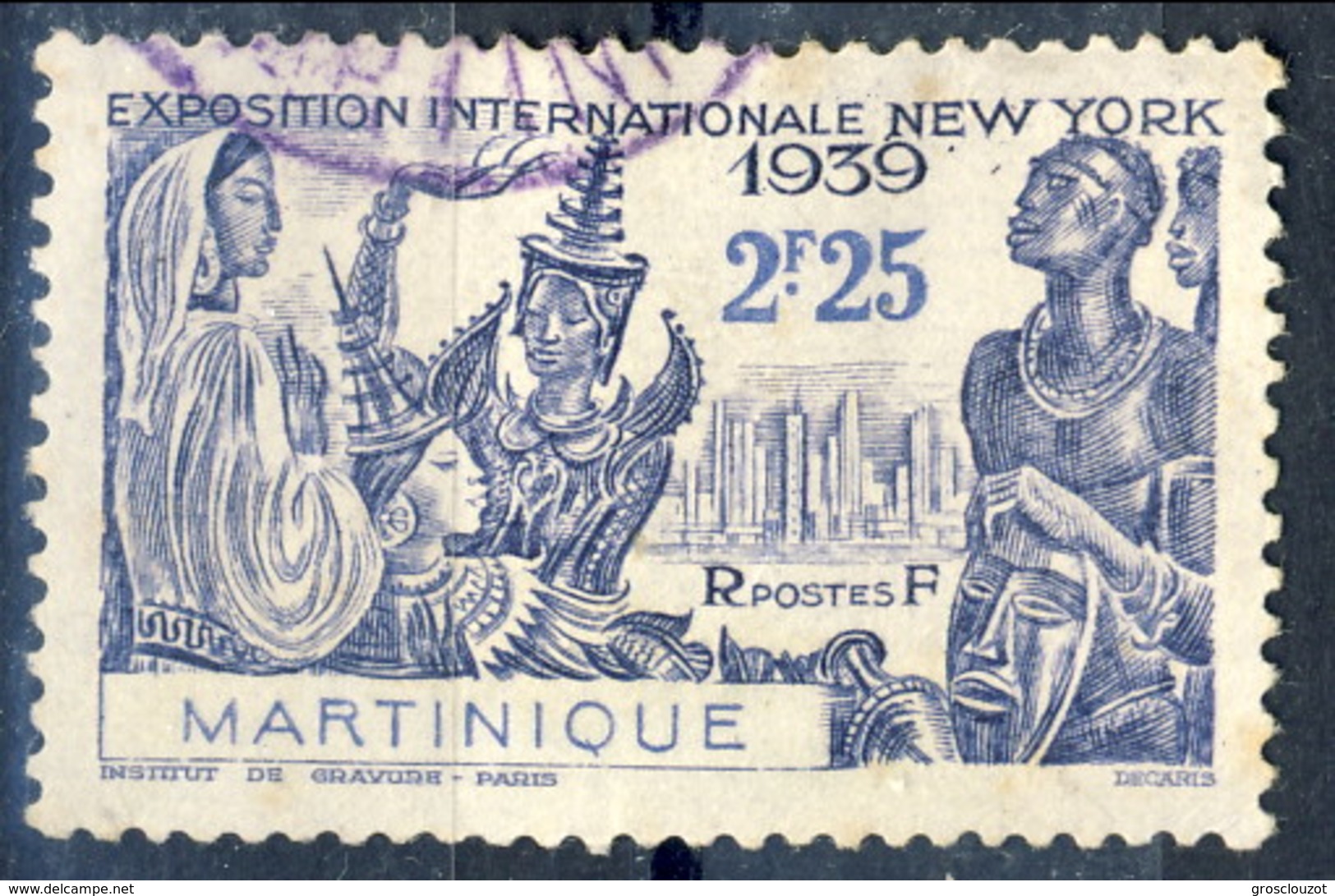 Martinique 1939 N. 169 F. 2,25 Oltremare Usato Cat. &euro; 1,50 - Gebraucht