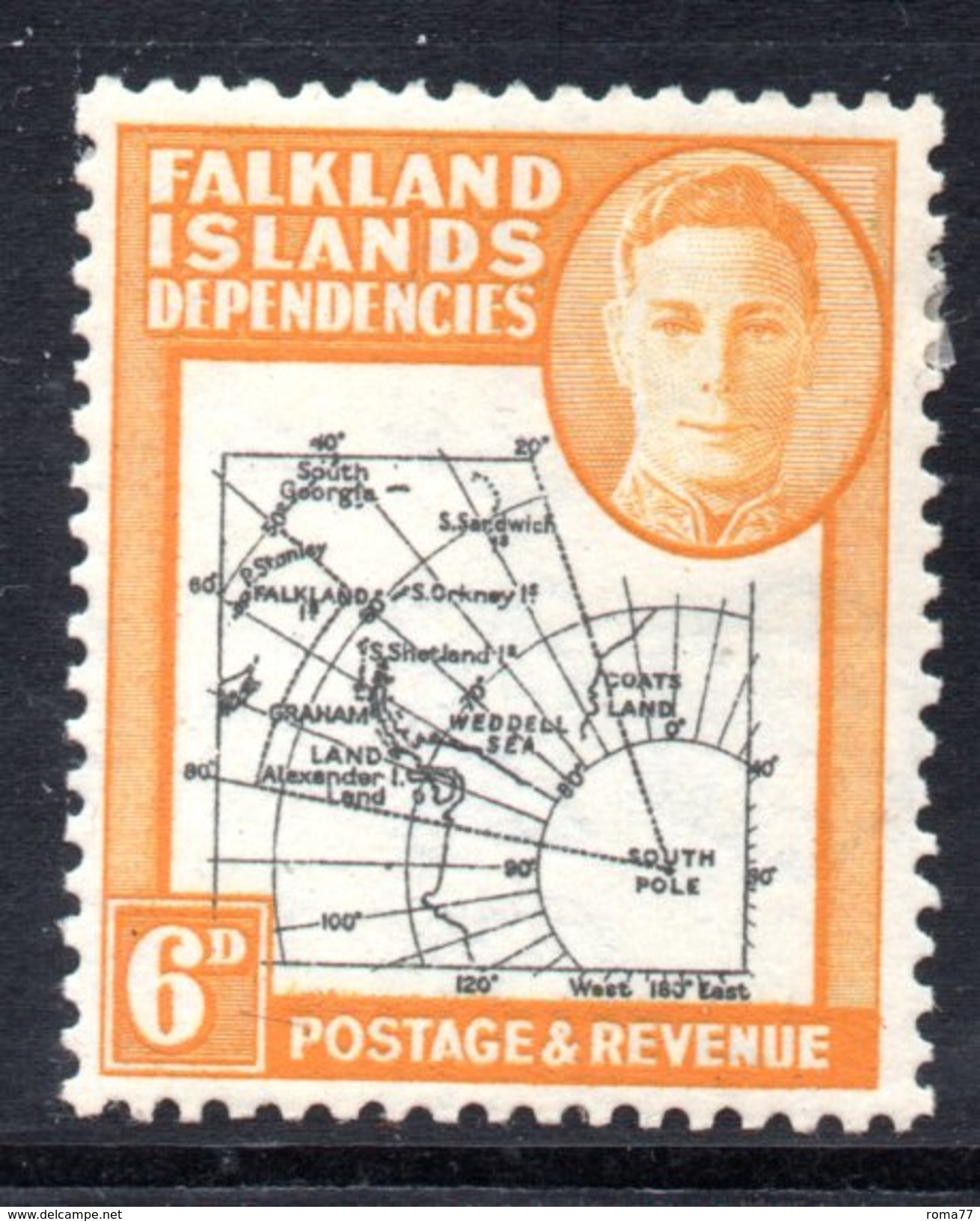 XP2999 - FALKLAND ISLANDS DEPENDENCIES , 6 Penny Nero E Arancio  * - Falkland