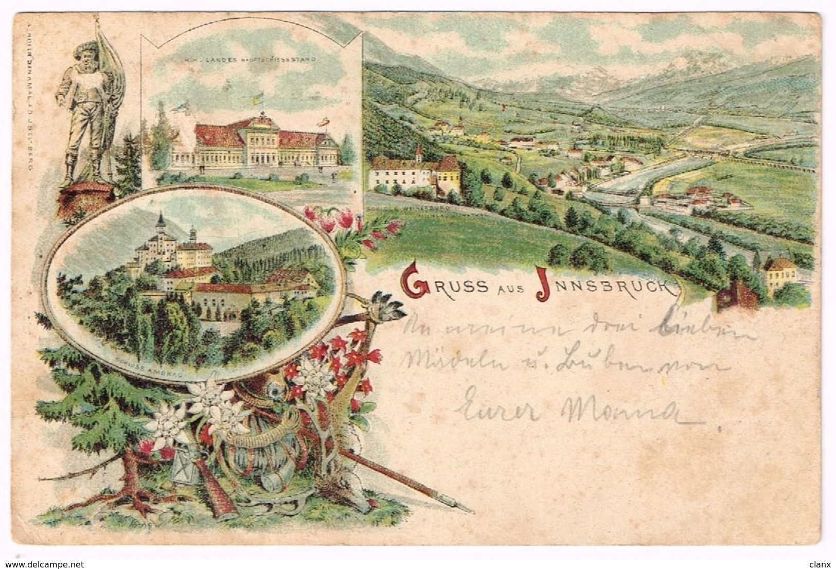Gruss Aus INNBRUCK 1893 Colorierte Vorläufer-Litho - Innsbruck