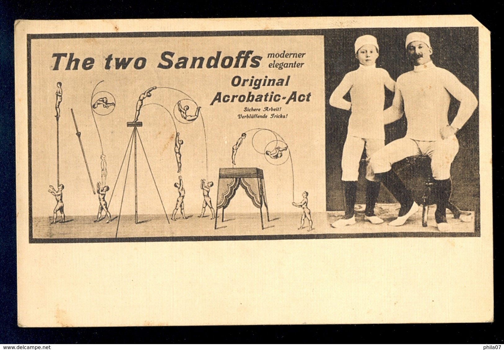 The Two Sandoffs Moderner Eleganter Original Acrobatic-Act / Postcard Circulated, 2 Scans - Gymnastics