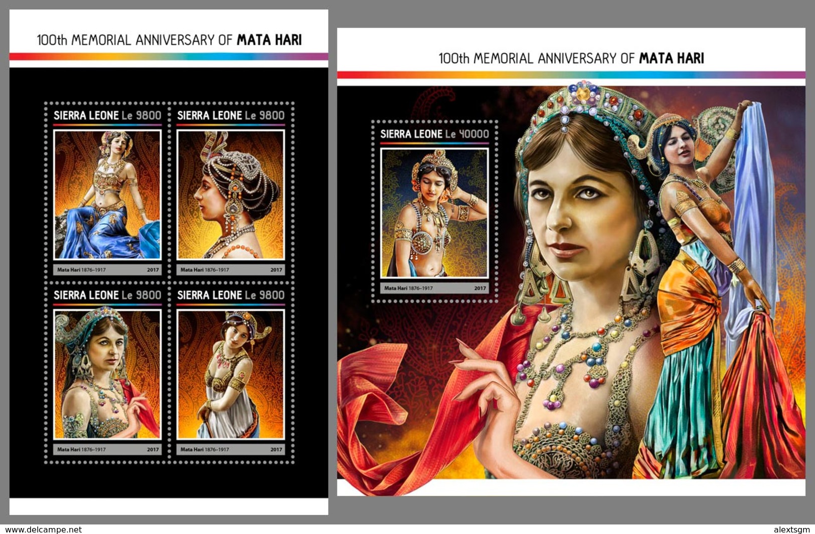 SIERRA LEONE 2017 - Mata Hari, M/S + S/S. Official Issue. - Femmes Célèbres