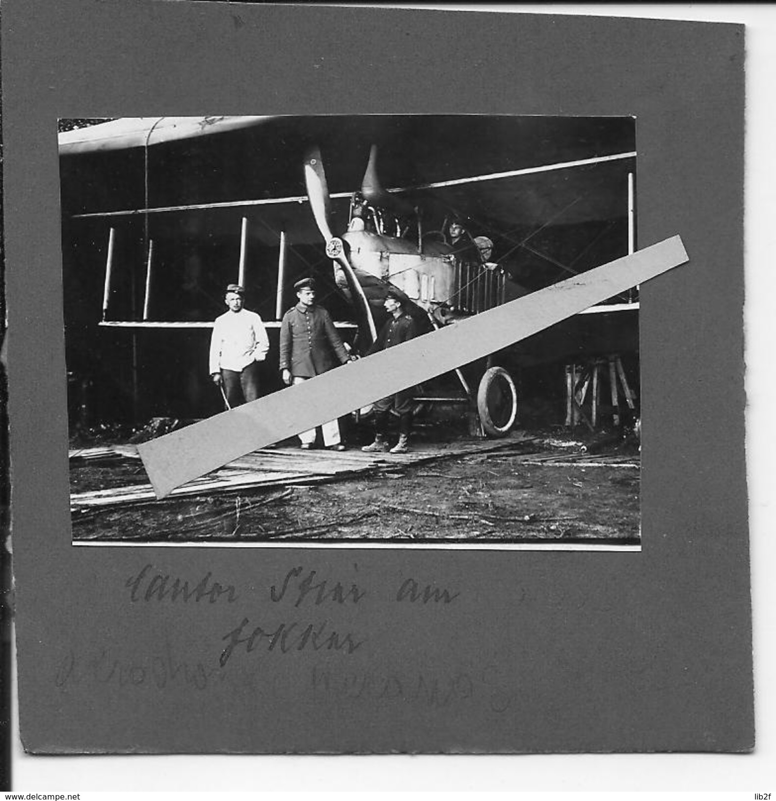 Aviation Allemande Aérodrome Avion Sous Hangar Pilote Et Mécaniciens 1 Photo 14-18 1914-1918 Ww1 1wk - War, Military