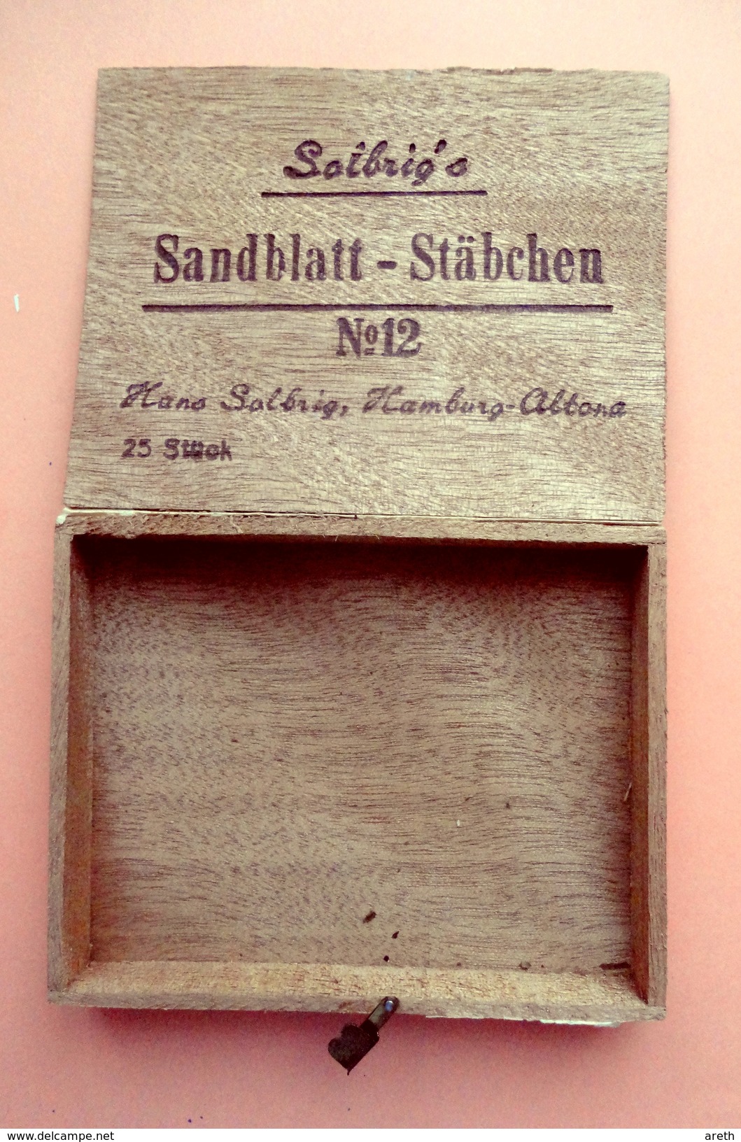 Boite De Cigares  Vide  En Bois - SOLBRIG'S SANDBLATT - STÄBCHEN N°12 - Hans Solbrig, Hamburg Altona - Contenitori Di Tabacco (vuoti)