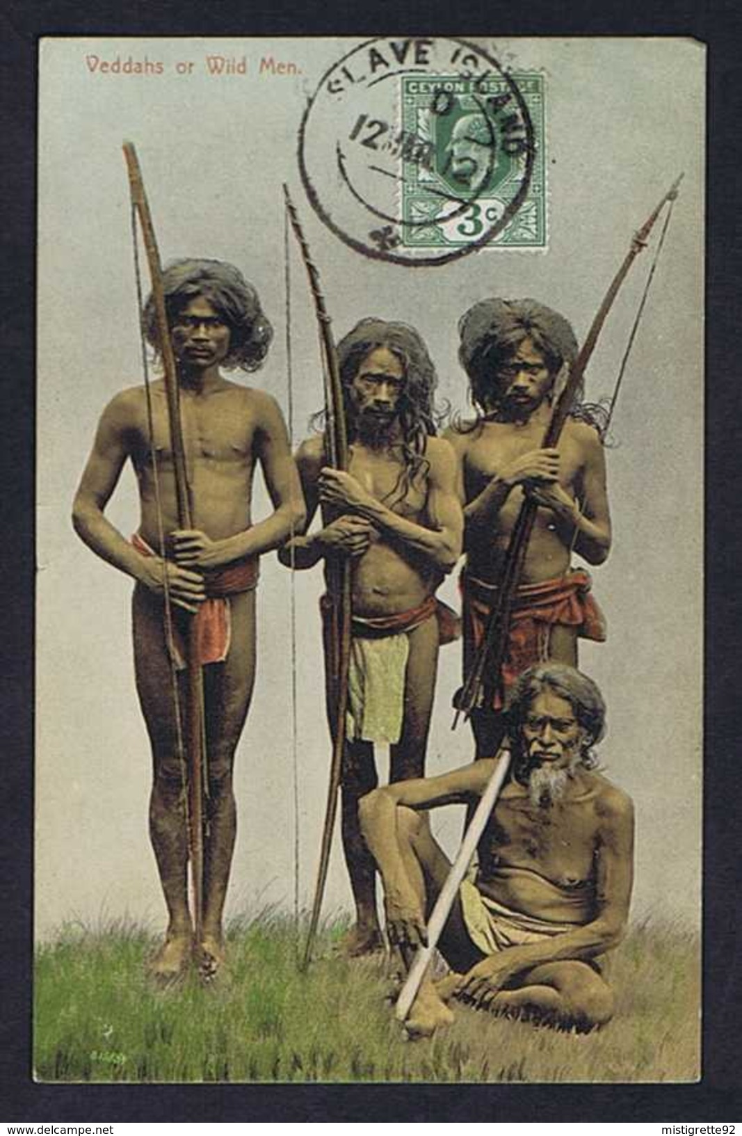 SRI LANKA (Ceylon, Ceylan) Veddahs Or Wild Men 1912. Colombo. Hommes, Arcs. - Sri Lanka (Ceylon)