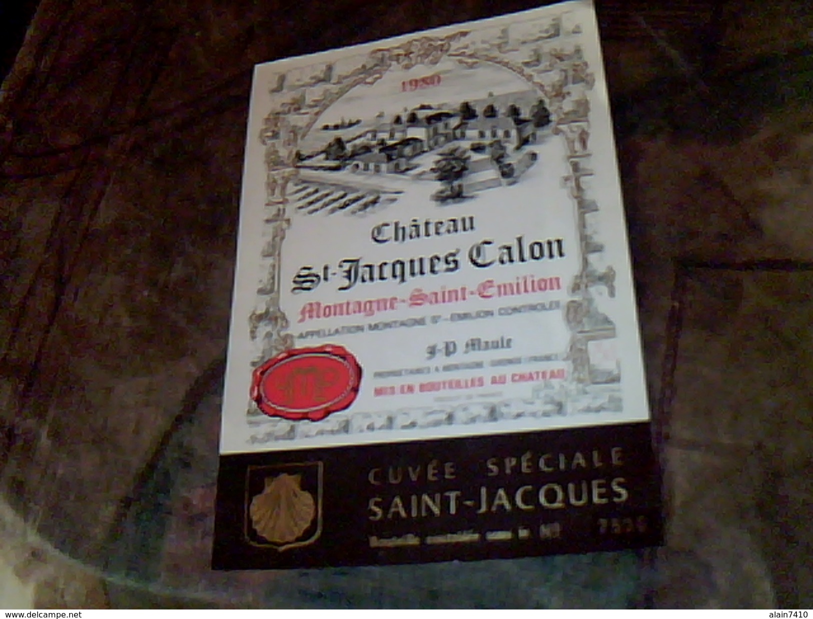 Etiquette De Vin Neuve Saint Emilion  Montagne  Chateau St Jacques Calon  Millesime 1980  Jd Maule - Châteaux