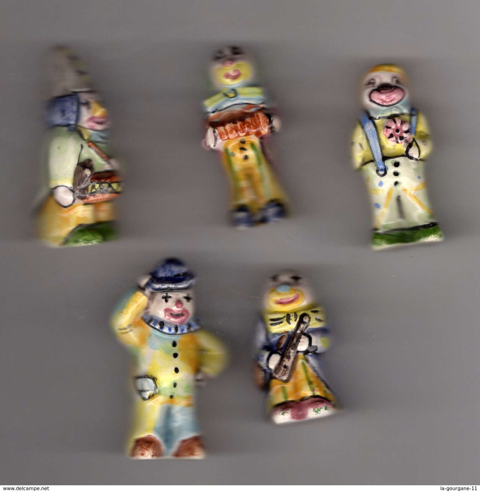 Série Complète 5 Fèves Biscuit Verni LES CLOWNS De MAURIN - Anciennes