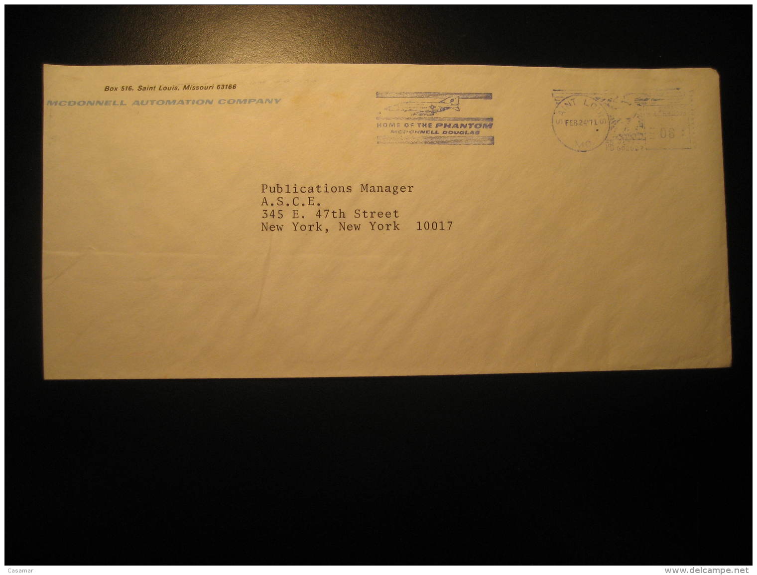 Home Of The PHANTOM MCDONELL DOUGLAS Air Plane Aviation SAINT LOUIS 1971 Meter Mail Cancel Cover USA - Aviones