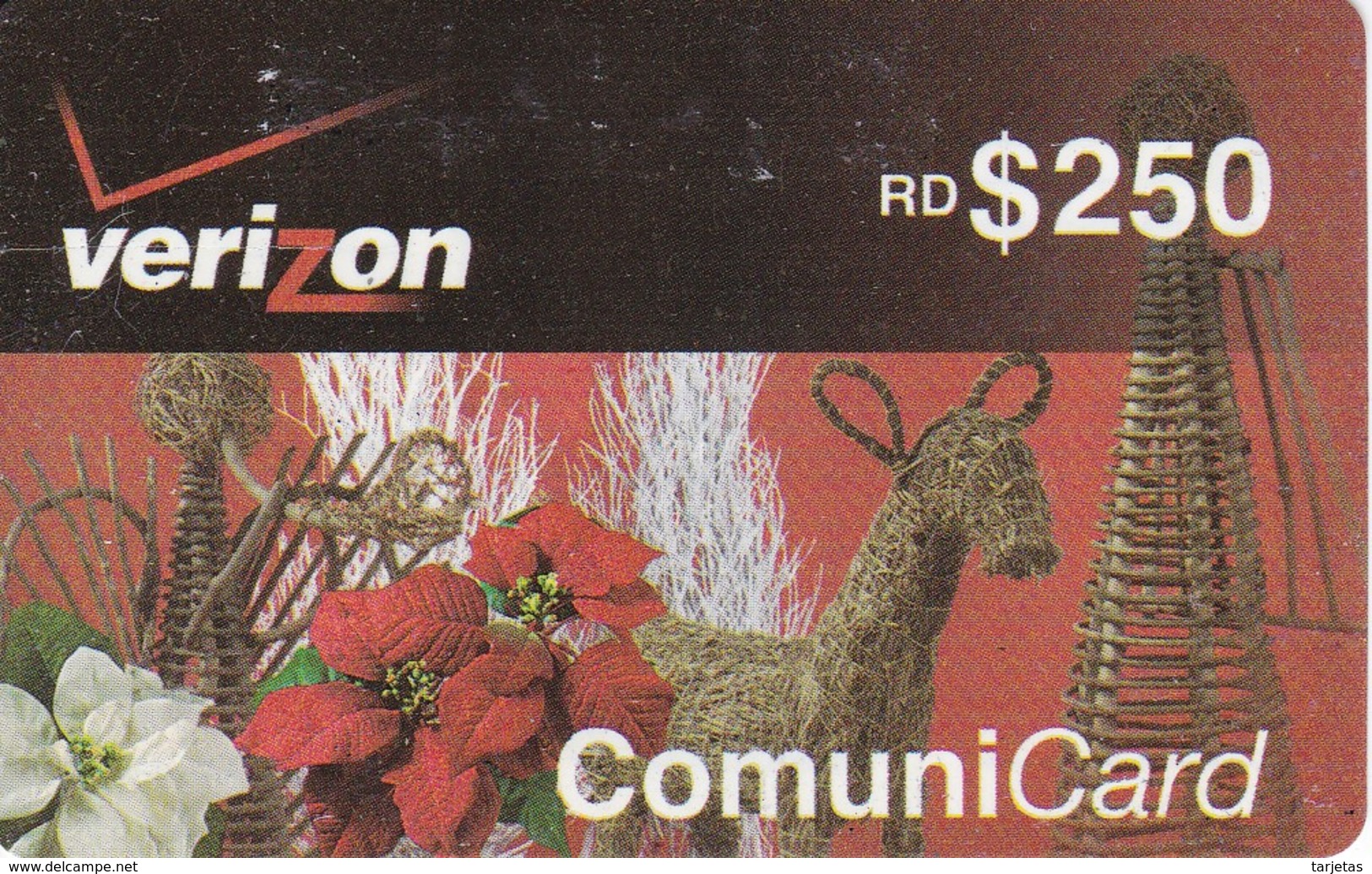 TARJETA DE LA REPUBLICA DOMINICANA DE $250 DE ADORNOS DE NAVIDAD (CHRISTMAS) - Dominicana