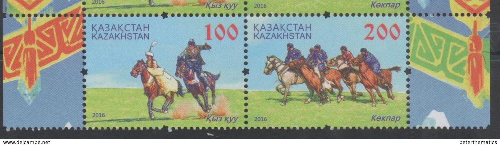 KAZAKHSTAN, 2016, MNH, NATIONAL SPORTS, HORSES,2v - Horses