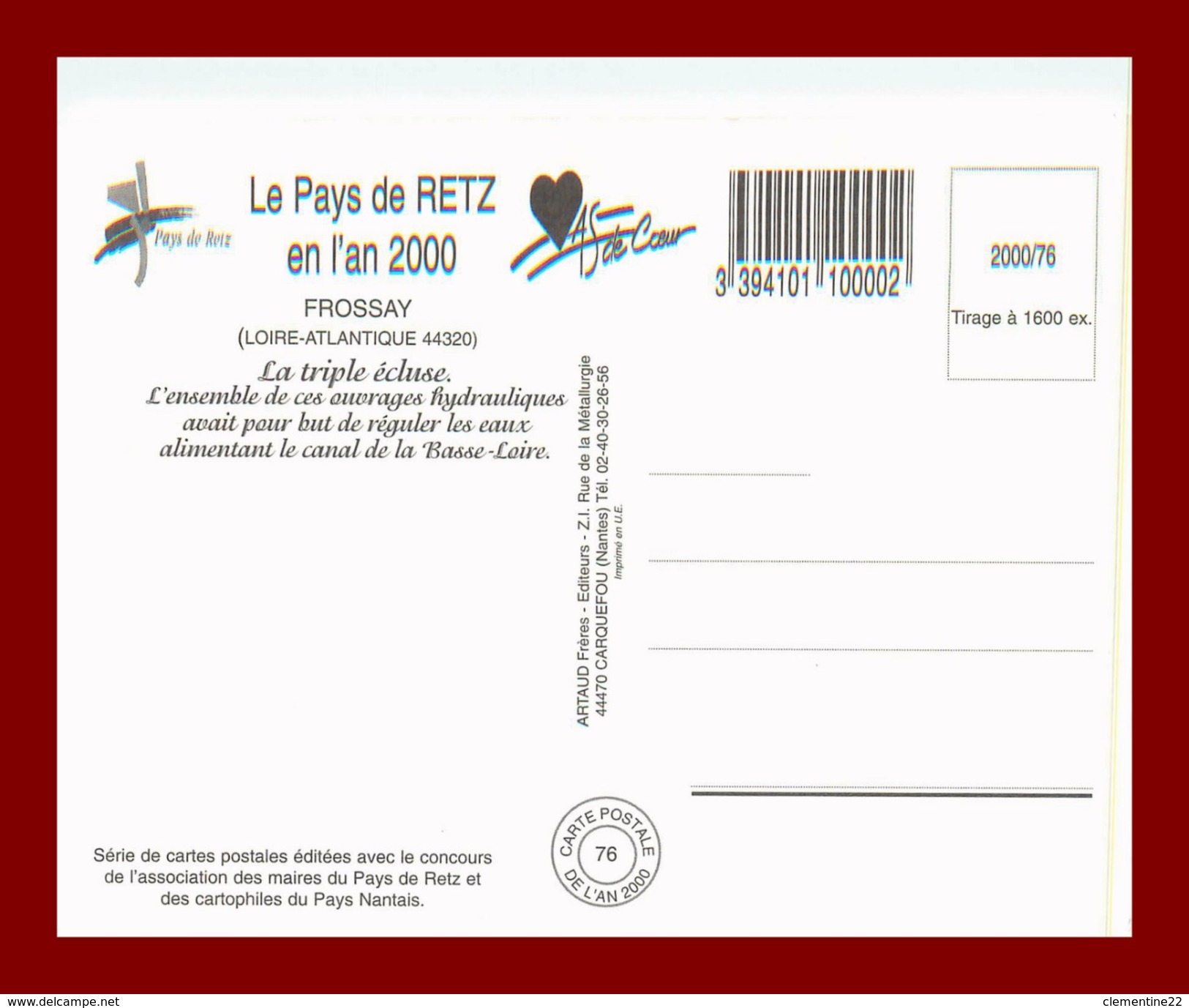 Dept 44 *  Le Pays De Retz  *  Frossay   La Trilple écluse  ( Scan Recto Et Verso ) - Frossay