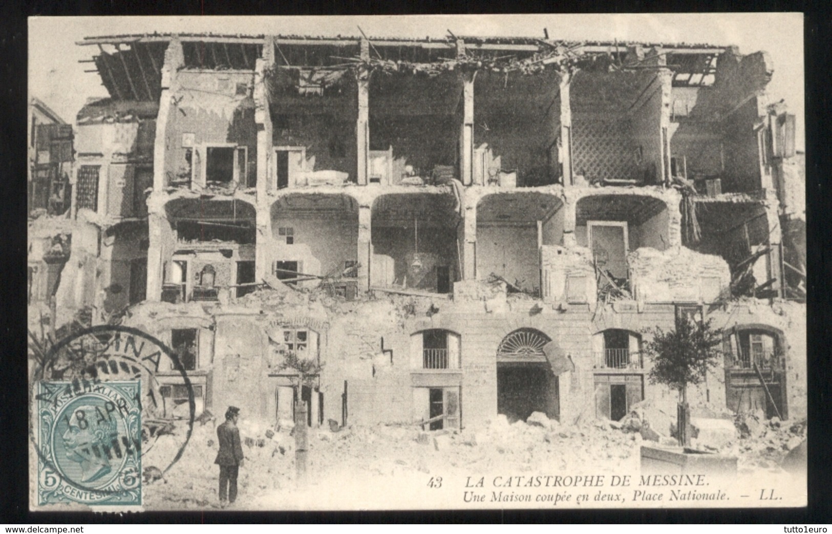 MESSINA TERREMOTO DEL 1908 - UNA CASA DIVISA IN DUE - VIAGGIATA NEL 1911 - Messina