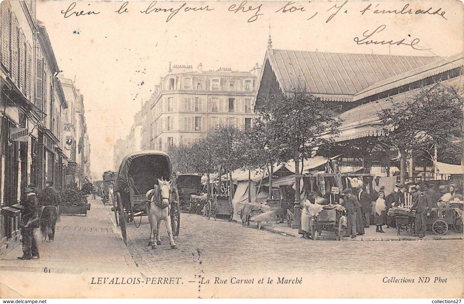 92-LEVALLOIS PERRET- LA RUE CARNOT, ET LE MARCHE - Levallois Perret